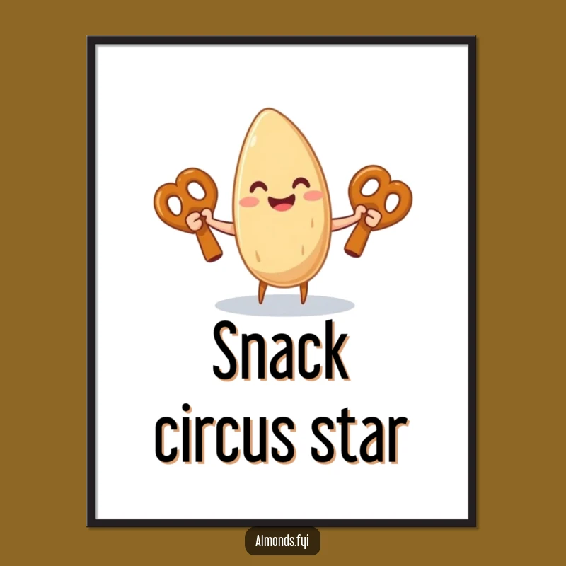 Funny Almond Juggling Pretzel Digital Art: Instant Download for Laughs
