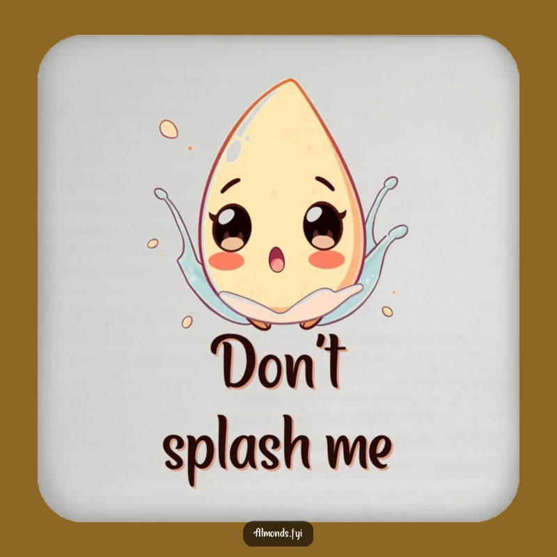 Funny Splash Almond Coaster: Protect Surfaces with Surprised Eyes Art