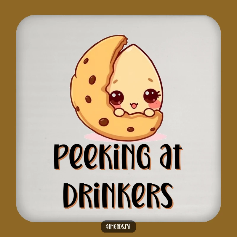 Funny Curious Almond Cookie Coaster: Protect Surfaces with Sweet Style!