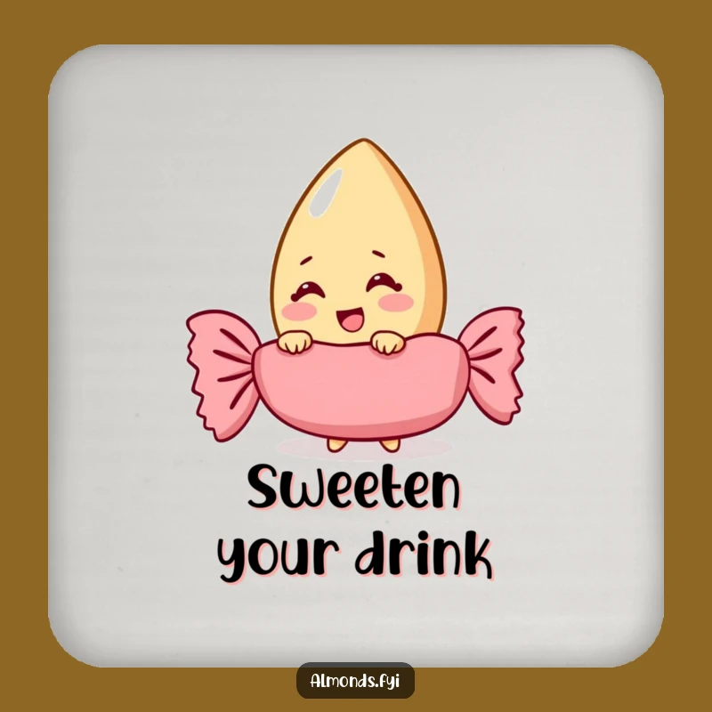 Funny Giggling Almond Coaster: Protect Surfaces with Candy Wrapper Art