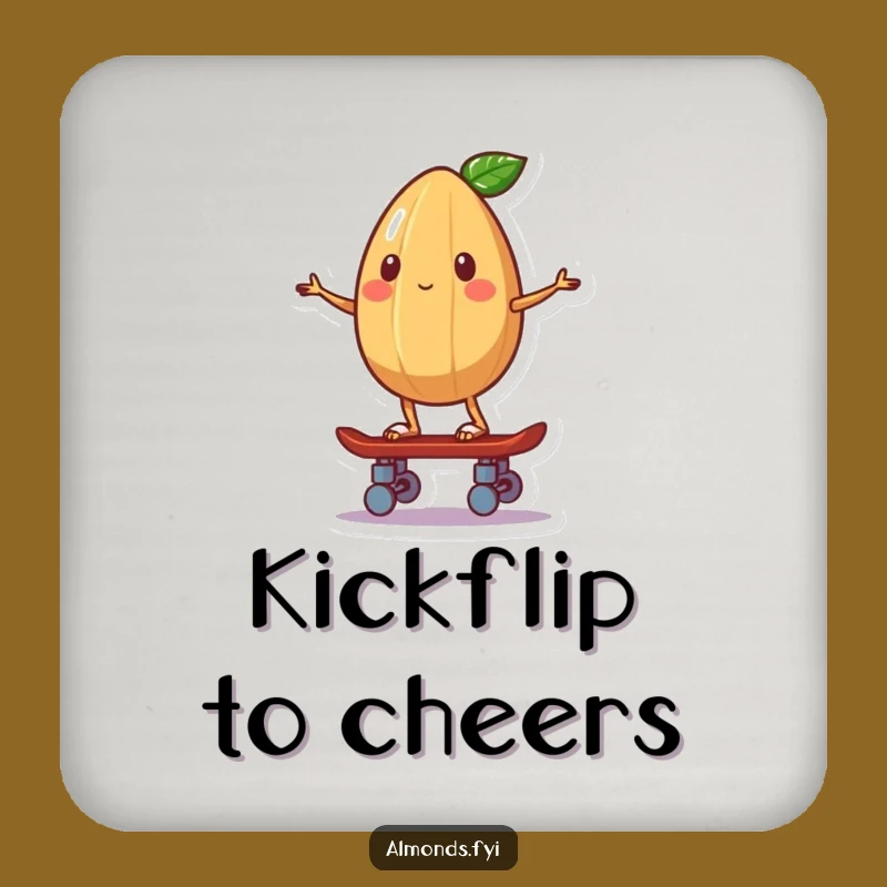Funny Skater Almond Drink Coaster, Balancing Board Protector, Royal Funny Gift