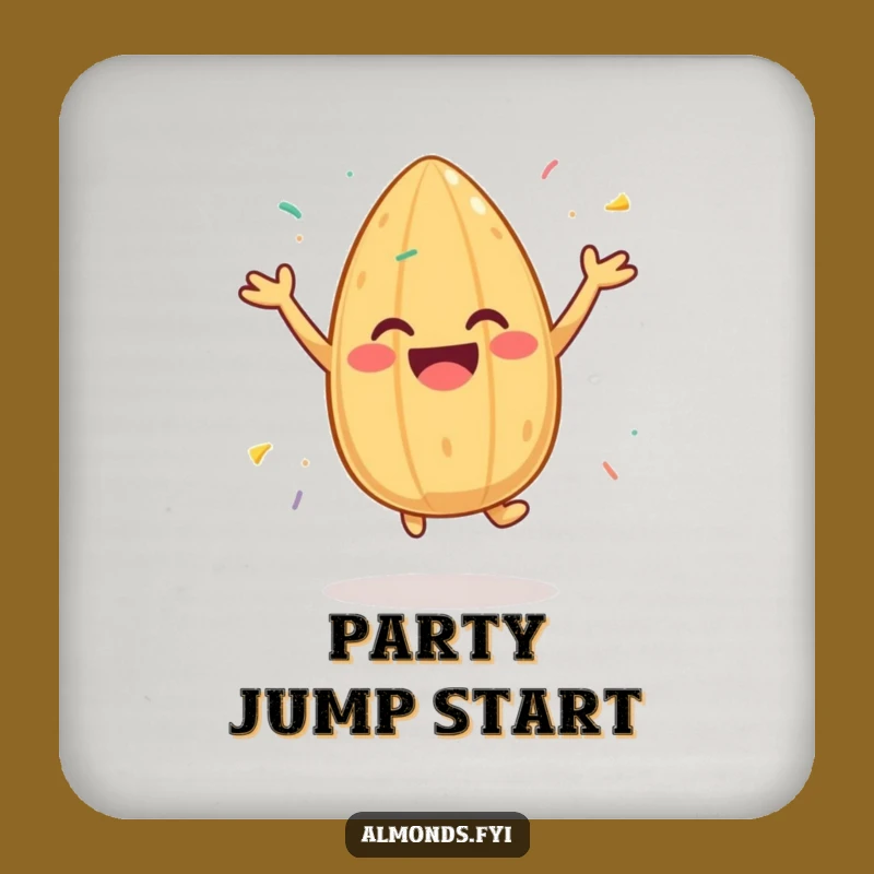 Funny Joyful Almond Drink Coaster: Protect Surfaces with Sprinkled Flair