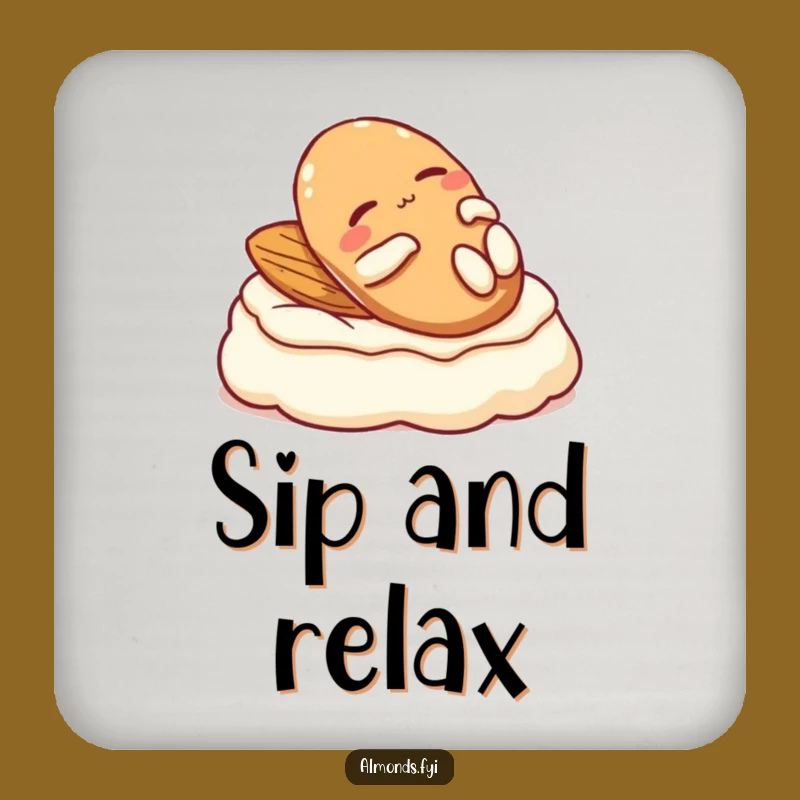 Funny Almond Coasters: Relaxed Cream Lounger Table Gift