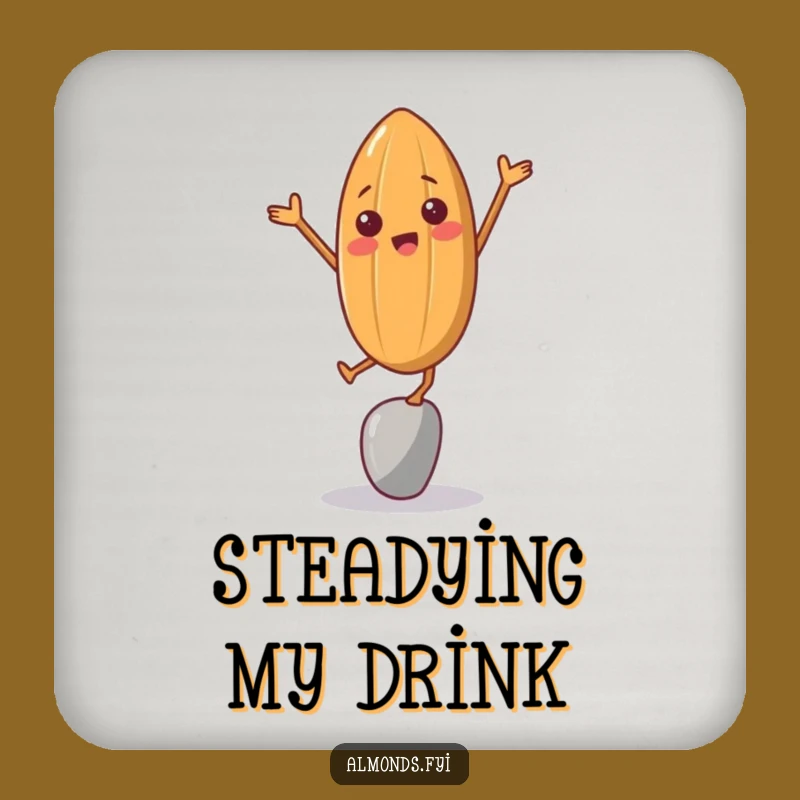 Funny Almond Balancing Act Coaster - Protect Surfaces with Nutty Humor Gift