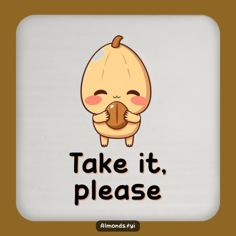 Funny Shy Almond Drink Coaster: Protect Surfaces with Sweet Bashfulness!
