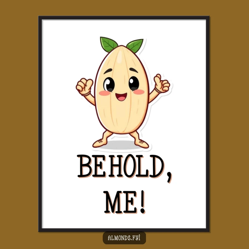 Funny Heroic Almond Poster - Mighty Nutty Wall Art Gift
