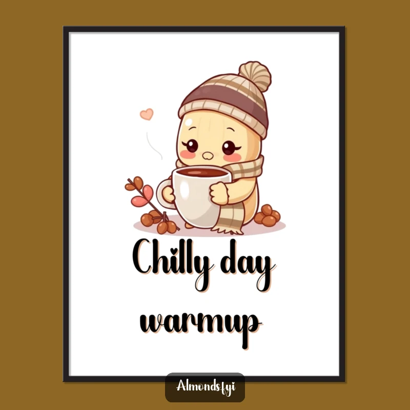Funny Cozy Almond Coffee Poster - Whimsical Winter Wall Art Decor