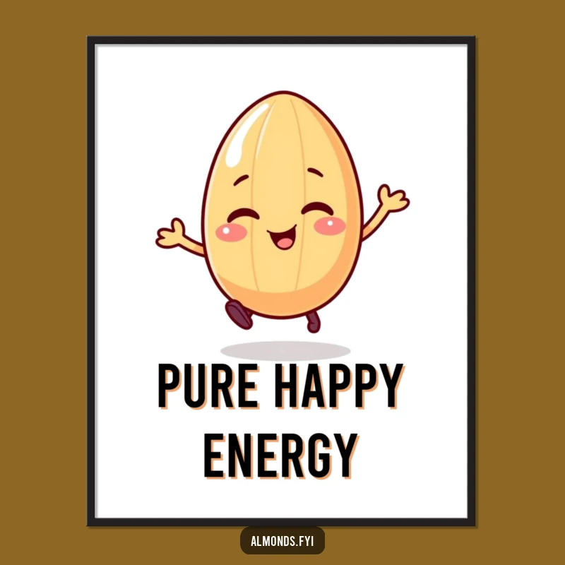 Funny Bouncing Almond Art: Giggling Character's Joyful Poster
