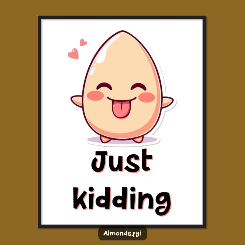 Funny Cheeky Almond Poster, Tongue Out Art, Playful Funny Decor