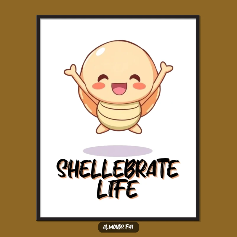 Funny Joyful Shell Character Poster - Vibrant Wall Art for Happy Spaces