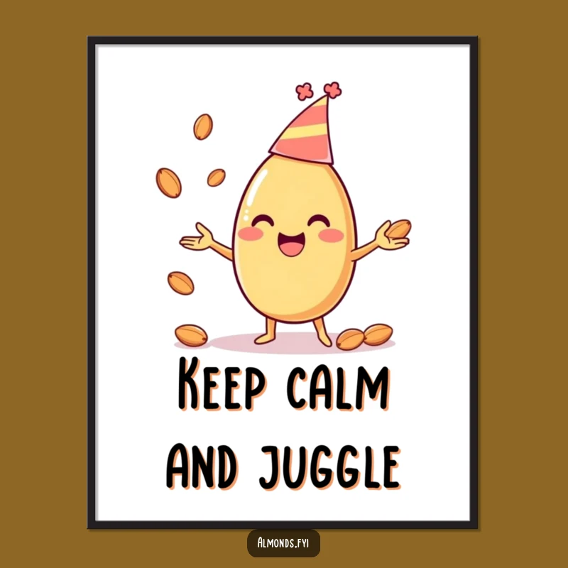 Funny Juggling Almond Poster - Party Nut Art, Hilarious Wall Decor!