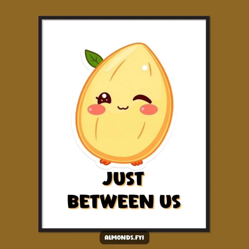 Funny Poster: Winking Almond Character, Playful Wall Art Gift