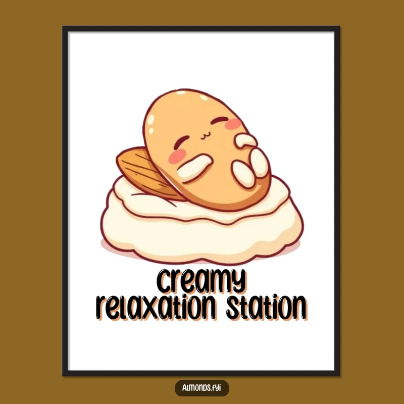 Funny Relaxed Almond Poster: Cream Lounger Wall Art Funny Gift