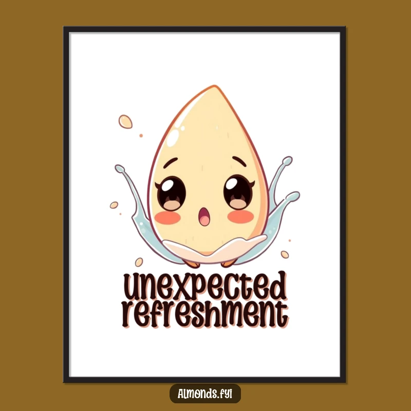 Funny Splash Almond Poster: Surprised Eyes Art for Playful Decor