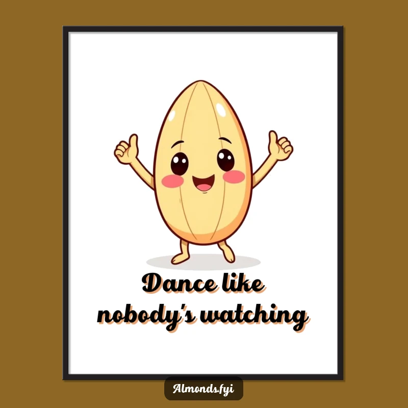 Funny Victory Almond Poster - Dancing Nut Art, Hilarious Wall Decor!