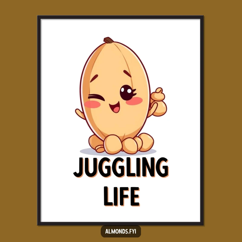 Funny Winking Almond Balancing Poster - Decorate with Playful Precision!