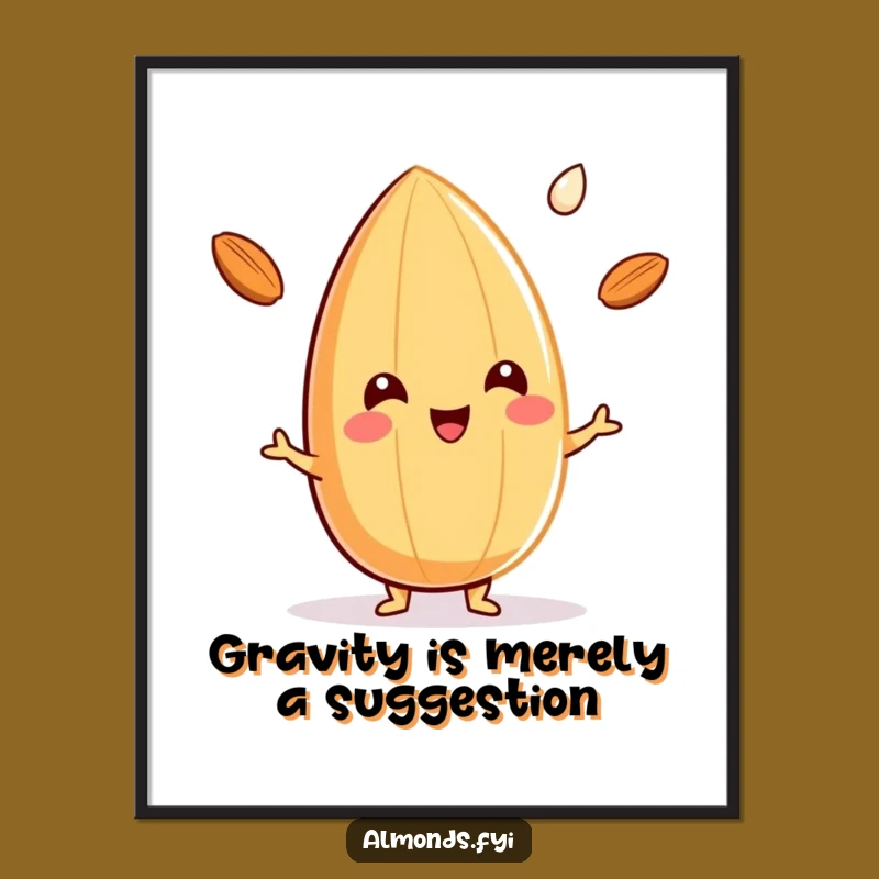 Funny Almond Milk Juggler Poster: Cheerful Nut Art - Vibrant Wall Decor Gift!