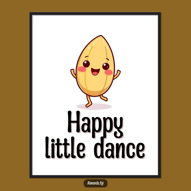 Funny Happy Almond Jig Poster - Wiggling Shell Wall Art Gift