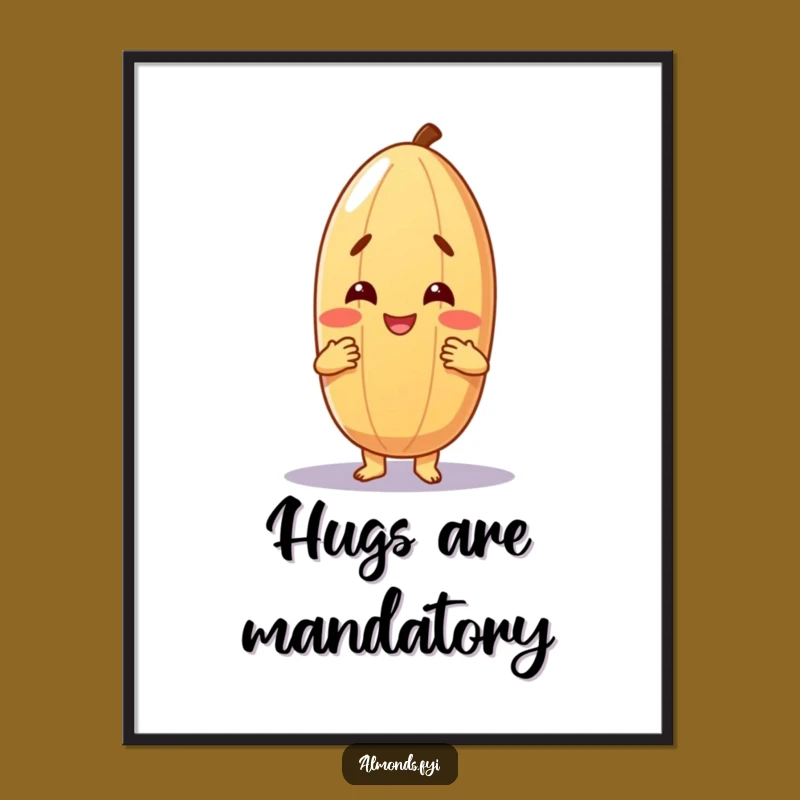 Funny Hugging Almond Poster - Warm Hug Art, Hilarious Wall Decor!