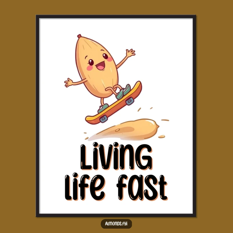 Funny Almond Skateboard Cashew Poster: Hilarious Wall Art for Nutty Decor