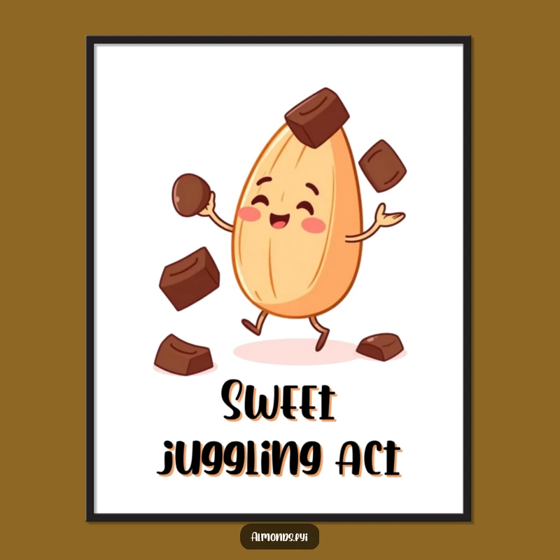 Funny Juggling Almond Poster: Sweet Art for Your Walls Gift