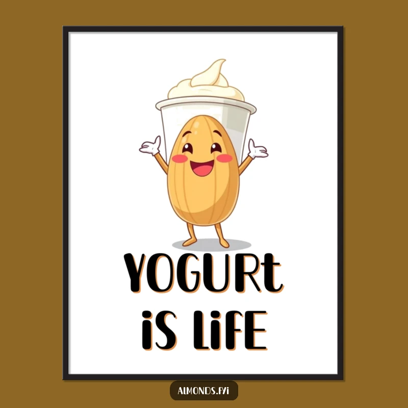 Funny Hugging Almond Poster - Giant Yogurt Love Art Print Gift!