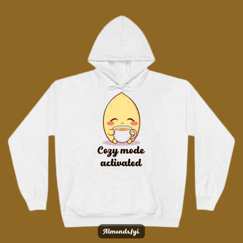 Funny Cozy Hoodie: Content Almond's Tea Time, Warm and Funny Relaxation Gift