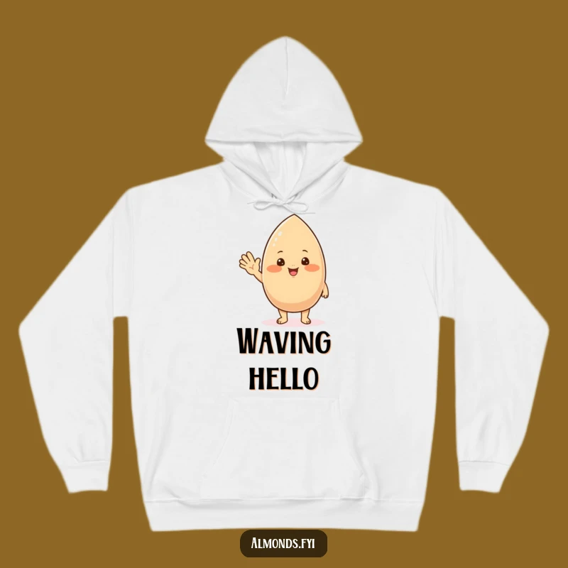 Funny Waving Almond Hoodie - Cozy Chubby Nutty Character Gift