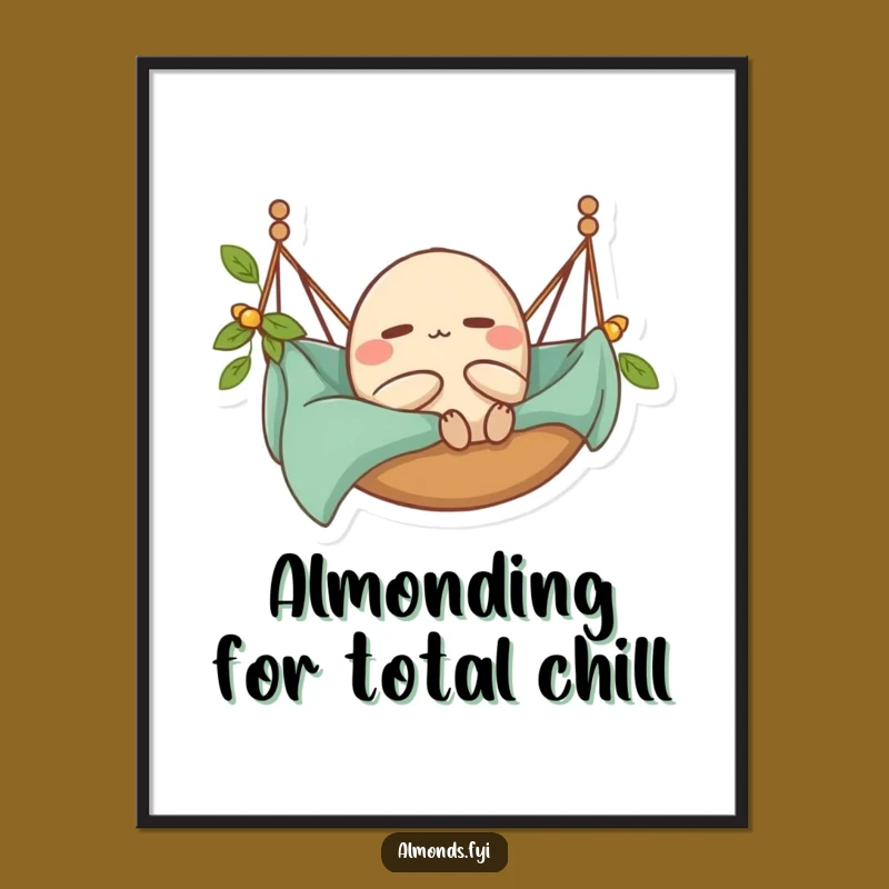 Funny Free Printable Wall Art: Relaxed Almond Hammock Downloadable Home Decor