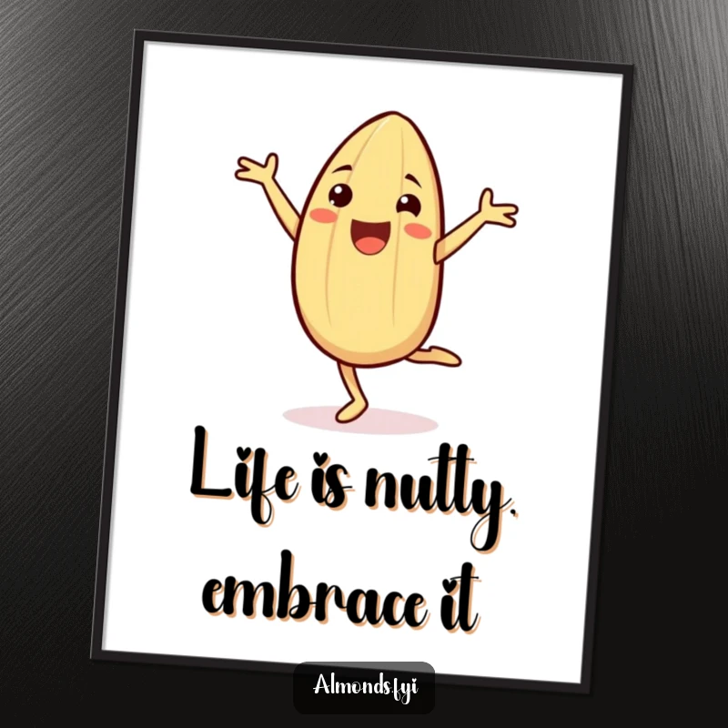 Funny Free Printable Wall Art of a cheerful almond character mid-cartwheel, radiating pure glee and vibrant energy, perfect for dynamic decor.