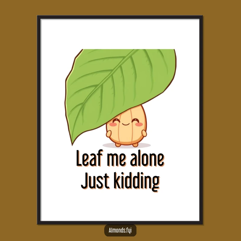 Free Printable Wall Art: Cheeky Almond Hiding, Humorous Downloadable Decor