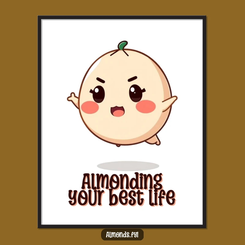 Free Printable Wall Art: Determined Almond Leaper, Motivational Downloadable Art