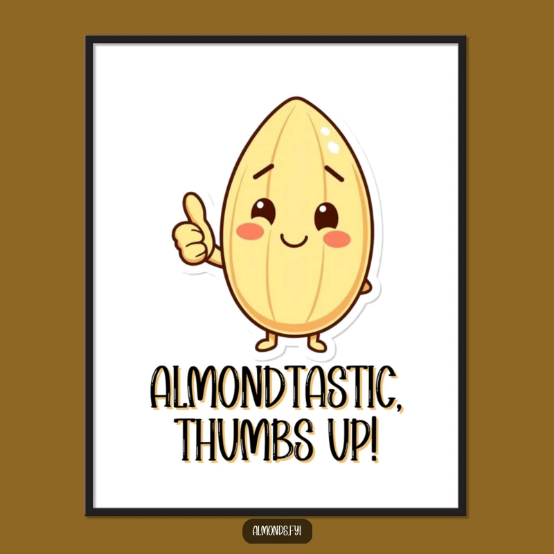 Free Printable Wall Art: Happy Almond Thumbs Up, Positive & Funny Downloadable Decor