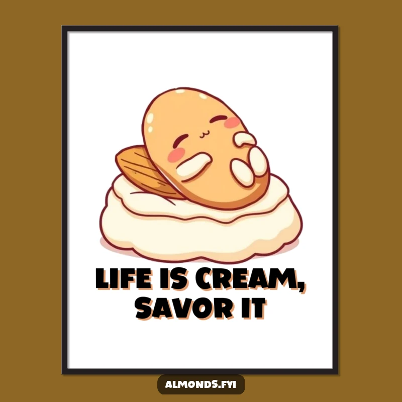 Free Printable Wall Art: Relaxed Almond on Cream! Hilarious Downloadable Decor for a Chill Vibe
