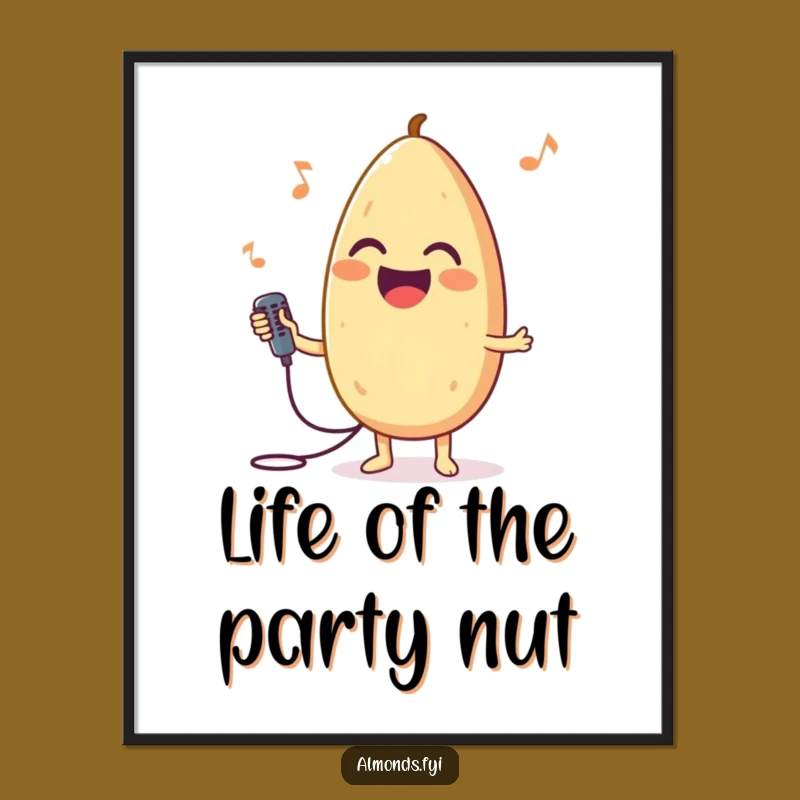 Free Printable Wall Art: Singing Almond Humorous Downloadable Decor