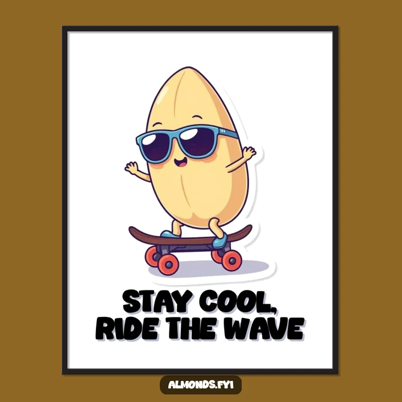 Free Printable Wall Art Smiling Almond Skater Cool Sunglasses Downloadable Gift