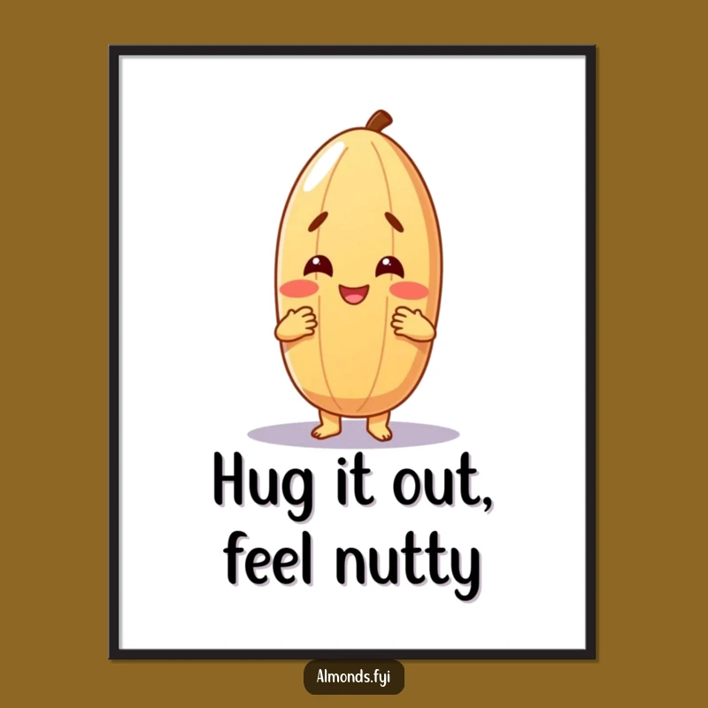 Free Printable Wall Art: Hugging Almond, Cozy Downloadable Art Gift