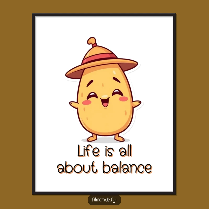 Funny Free Printable Wall Art: Mischievous Almond Hat Balancing Decor