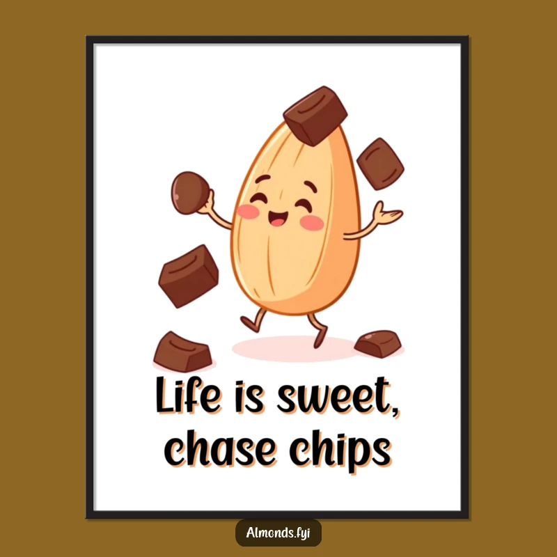 Free Printable Juggling Almond Art - Sweet Chocolate Downloadable Home Decor