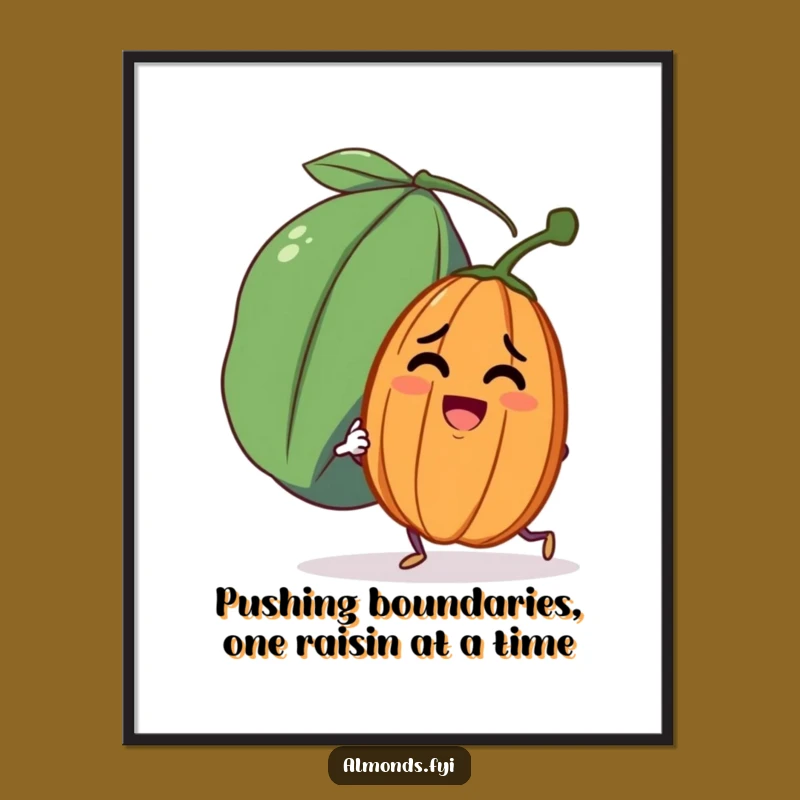 Funny Free Printable Wall Art: Almond Pushing Raisin, Quirky Downloadable Decor