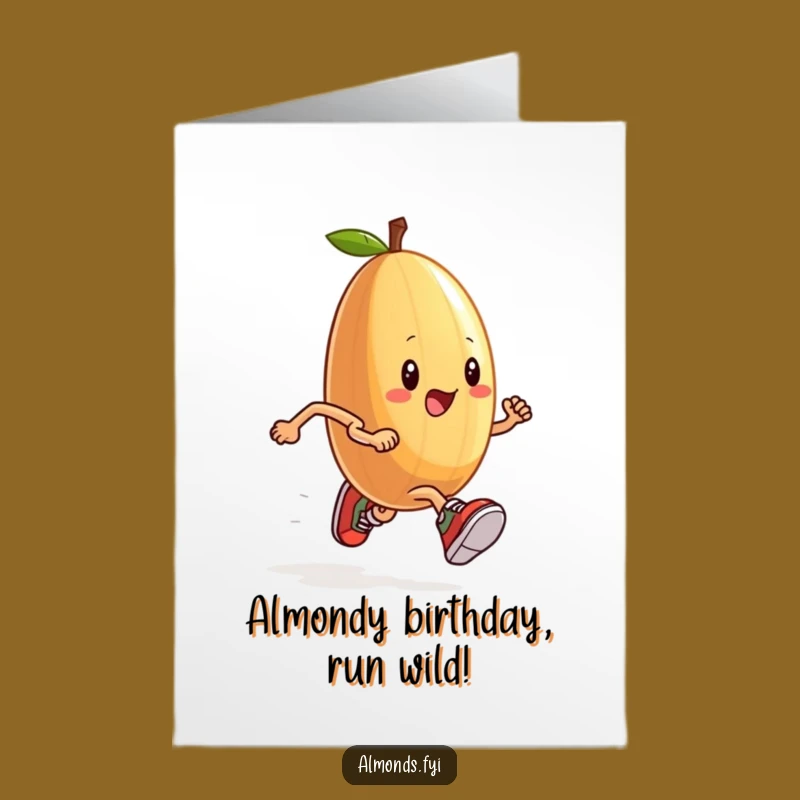 Free Printable Funny Birthday Card: Running Almond Races To Birthday DIY Downloadable Gift