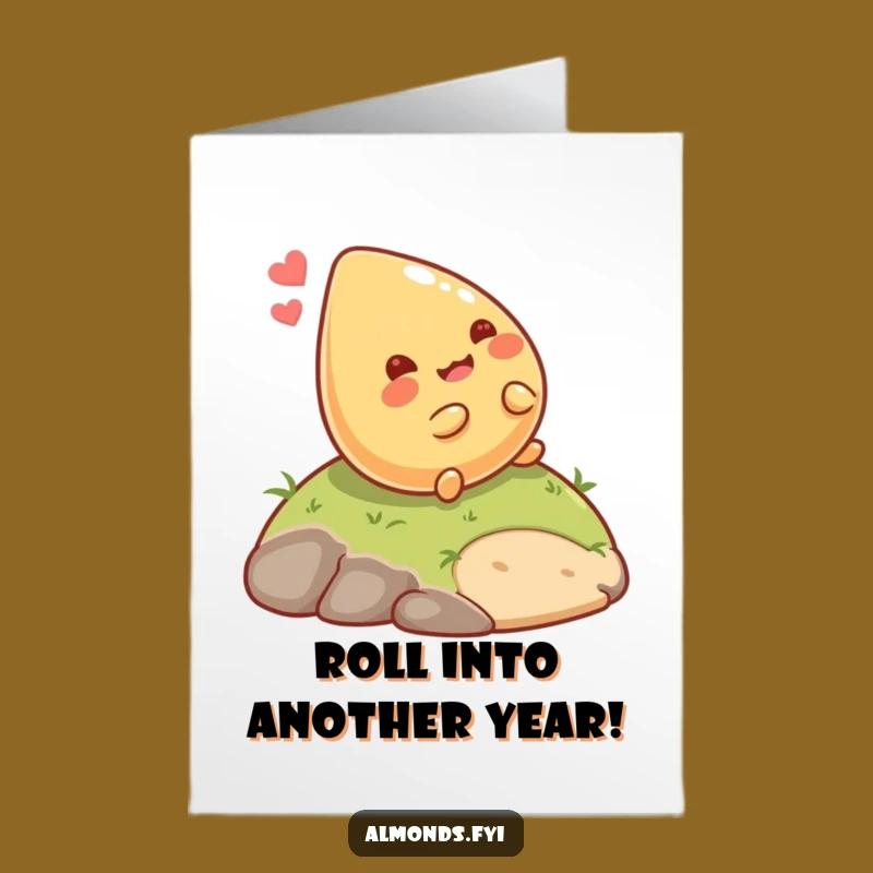 Free Printable Birthday Card: Giggling Almond Rolling for Joyful Wishes