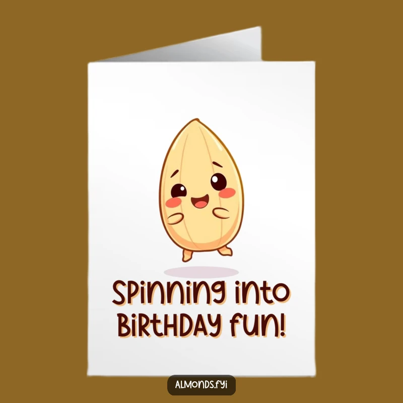 Free Printable Birthday Card: Giggling Almond Spin! Fun Downloadable Gift for Joyful Celebrations