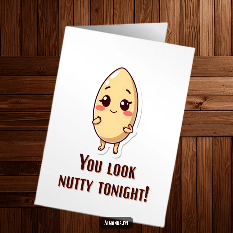 Funny Free Printable Birthday Card: A confident almond character winks with a slight smile, sending birthday cheer.