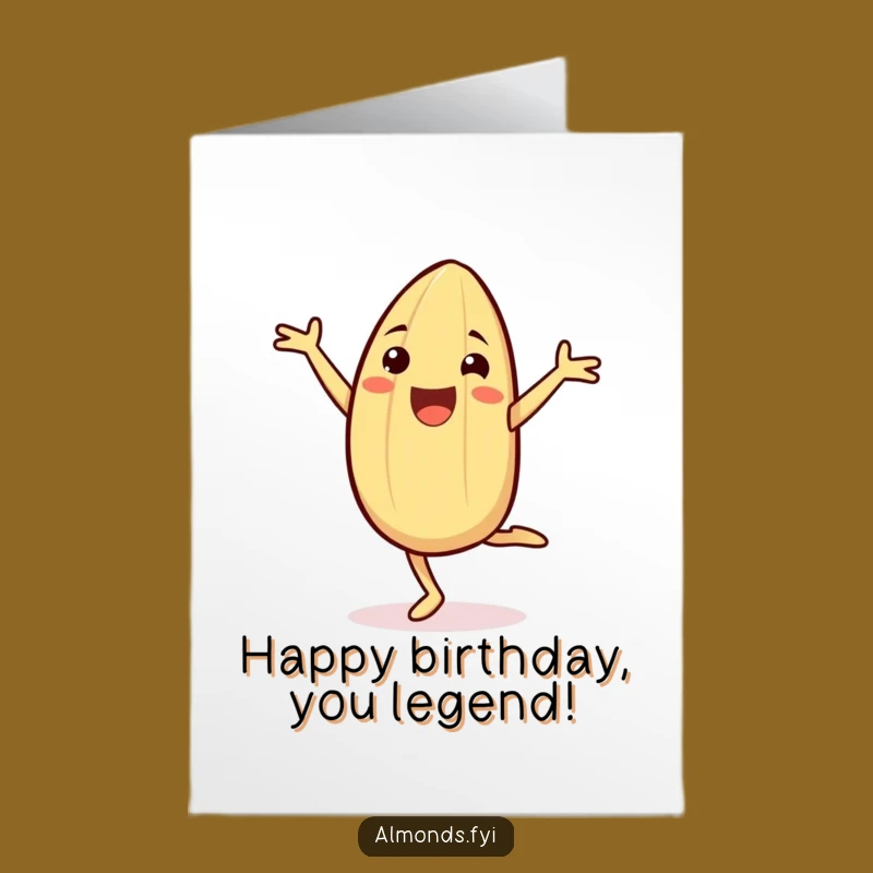 Free Printable Cartwheeling Almond Birthday Card - Energetic Downloadable Gift for Fun!