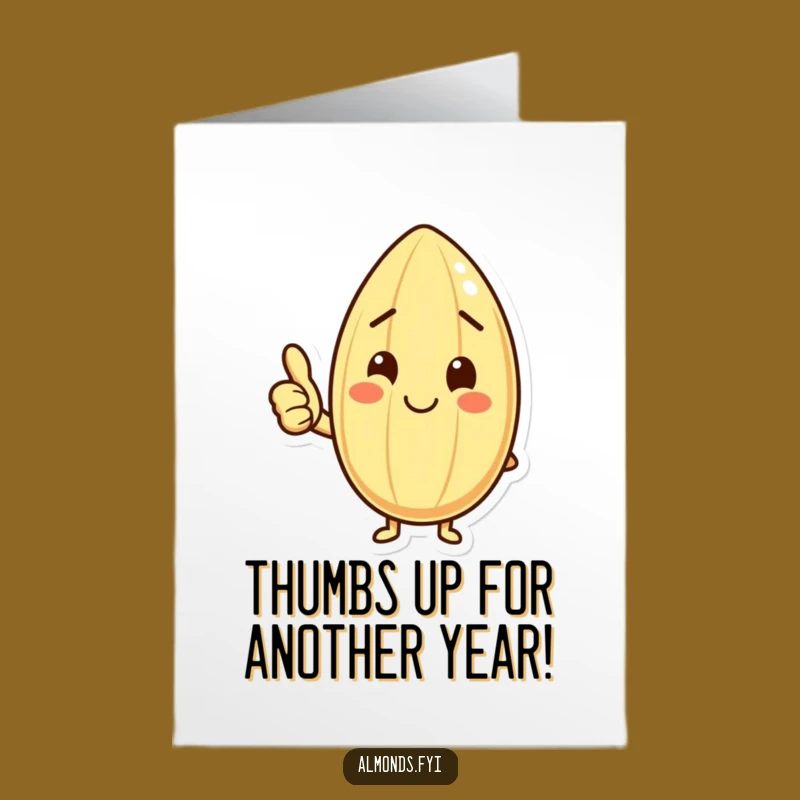 Free Printable Birthday Card: Happy Almond Thumbs Up, Cheerful Downloadable Gift for Smiles