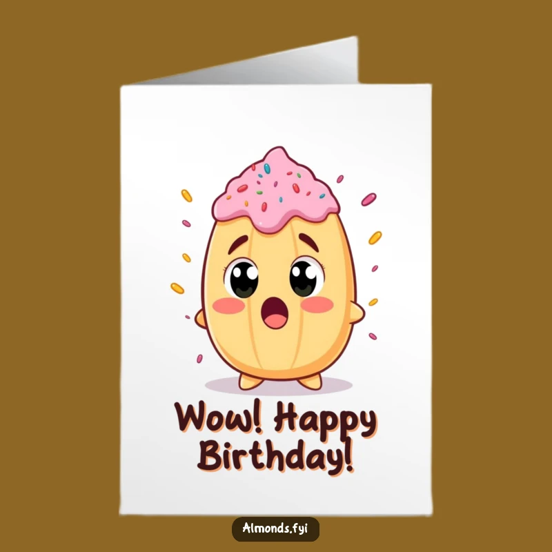Free Printable Birthday Card: Surprised Almond Giant Sprinkle Funny Downloadable Gift