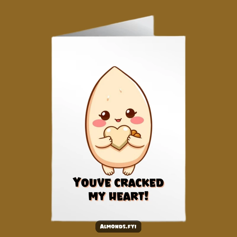 Free Printable Birthday Card: Blushing Almond Love Heart Nut Sweet Funny Downloadable Gift