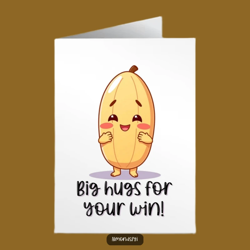 Free Printable Congrats Card: Hugging Almond for Warm Wishes!