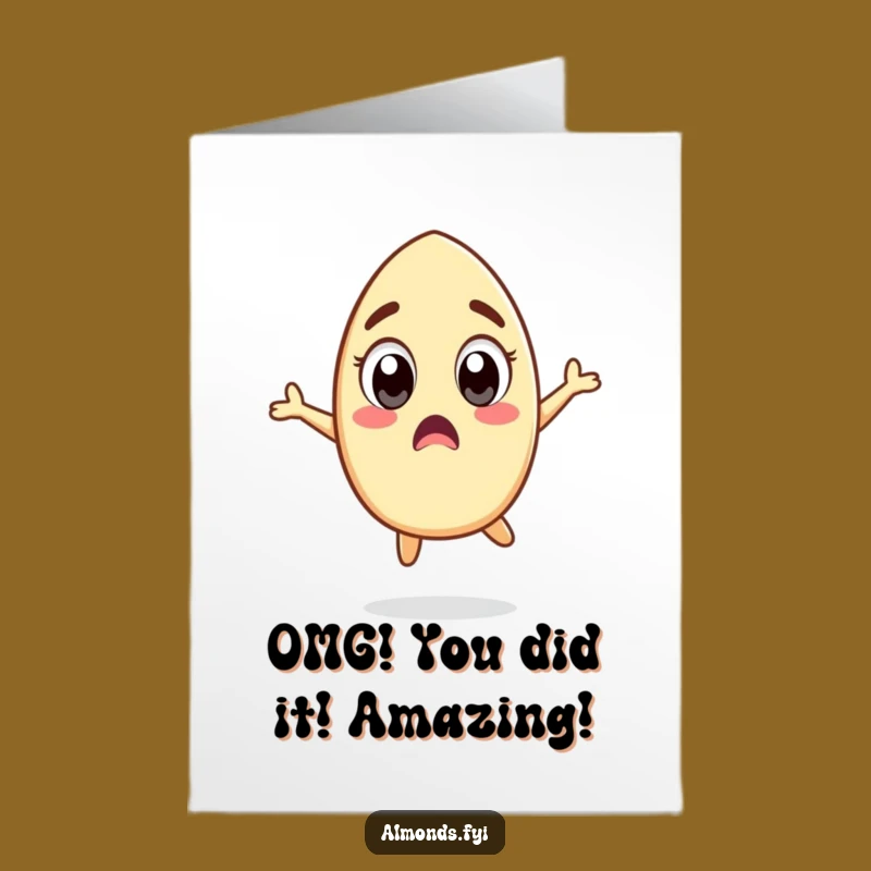 Free Printable Congrats Card: Surprised Almond Jump for Unexpected Success!